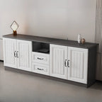 Rectangle Grey Wooden TV Stand with Storage for Living Room