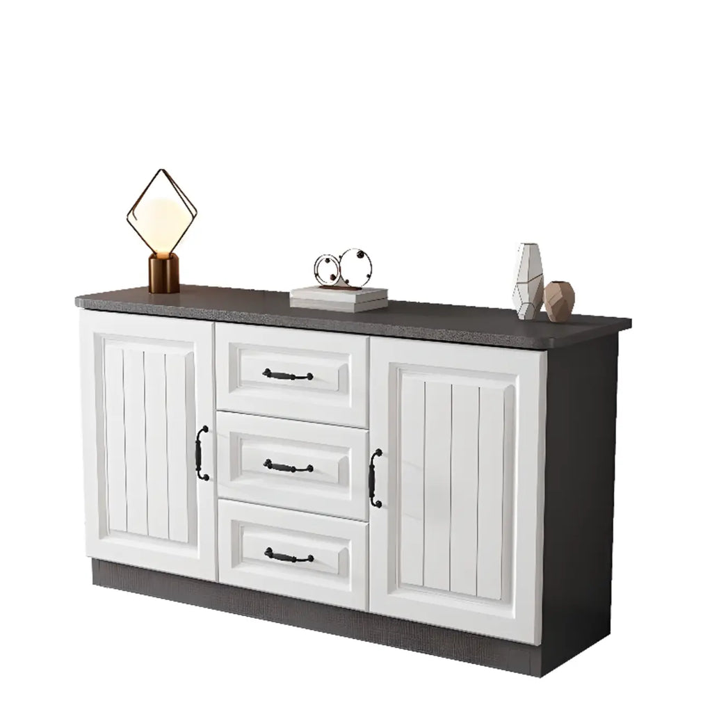 Rectangle Grey Wooden TV Stand with Storage for Living Room