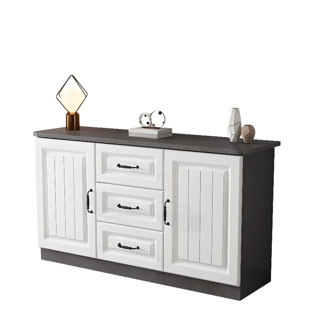 Rectangle Grey Wooden TV Stand with Storage for Living Room