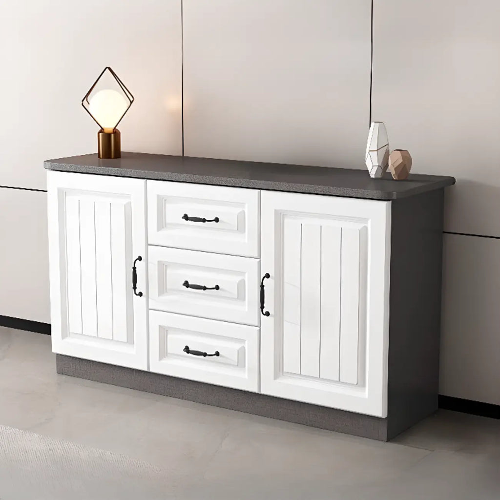 Rectangle Grey Wooden TV Stand with Storage for Living Room