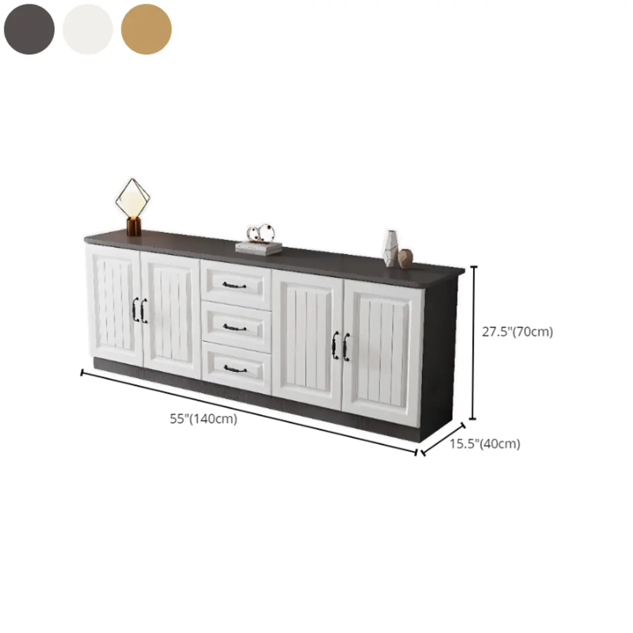 Rectangle Grey Wooden TV Stand with Storage for Living Room