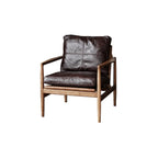 Leather Armchair with Wooden Armrest for Living Room