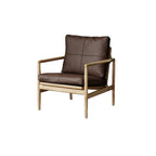 Leather Armchair with Wooden Armrest for Living Room