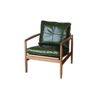 Leather Armchair with Wooden Armrest for Living Room