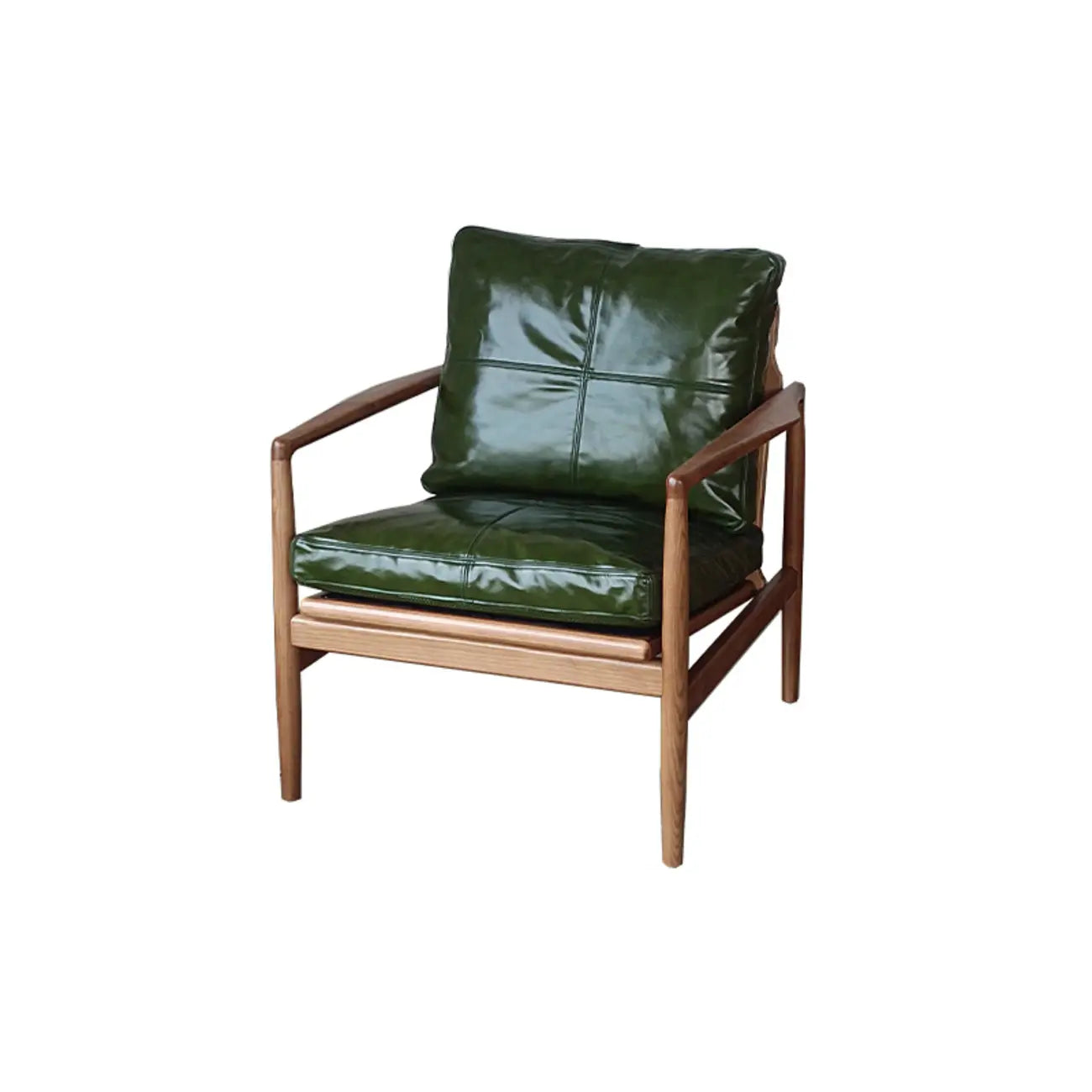 Leather Armchair with Wooden Armrest for Living Room