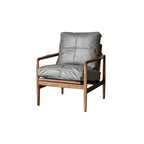 Leather Armchair with Wooden Armrest for Living Room