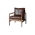 Leather Armchair with Wooden Armrest for Living Room