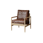 Leather Armchair with Wooden Armrest for Living Room