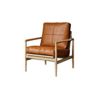 Leather Armchair with Wooden Armrest for Living Room