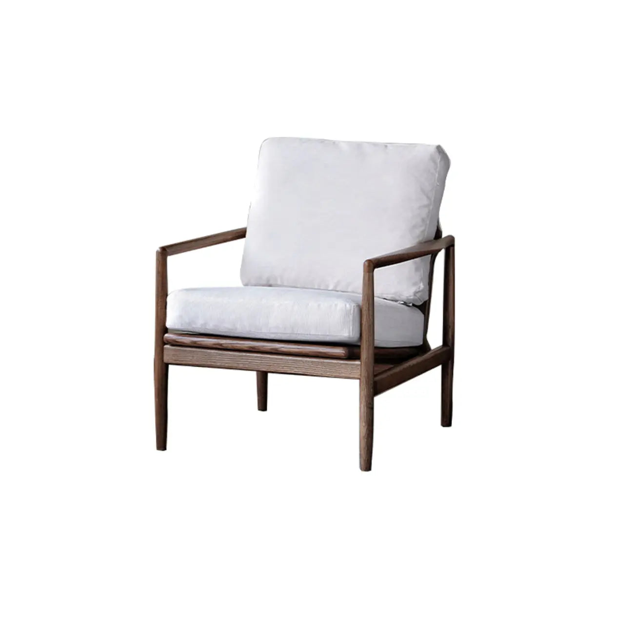 Leather Armchair with Wooden Armrest for Living Room