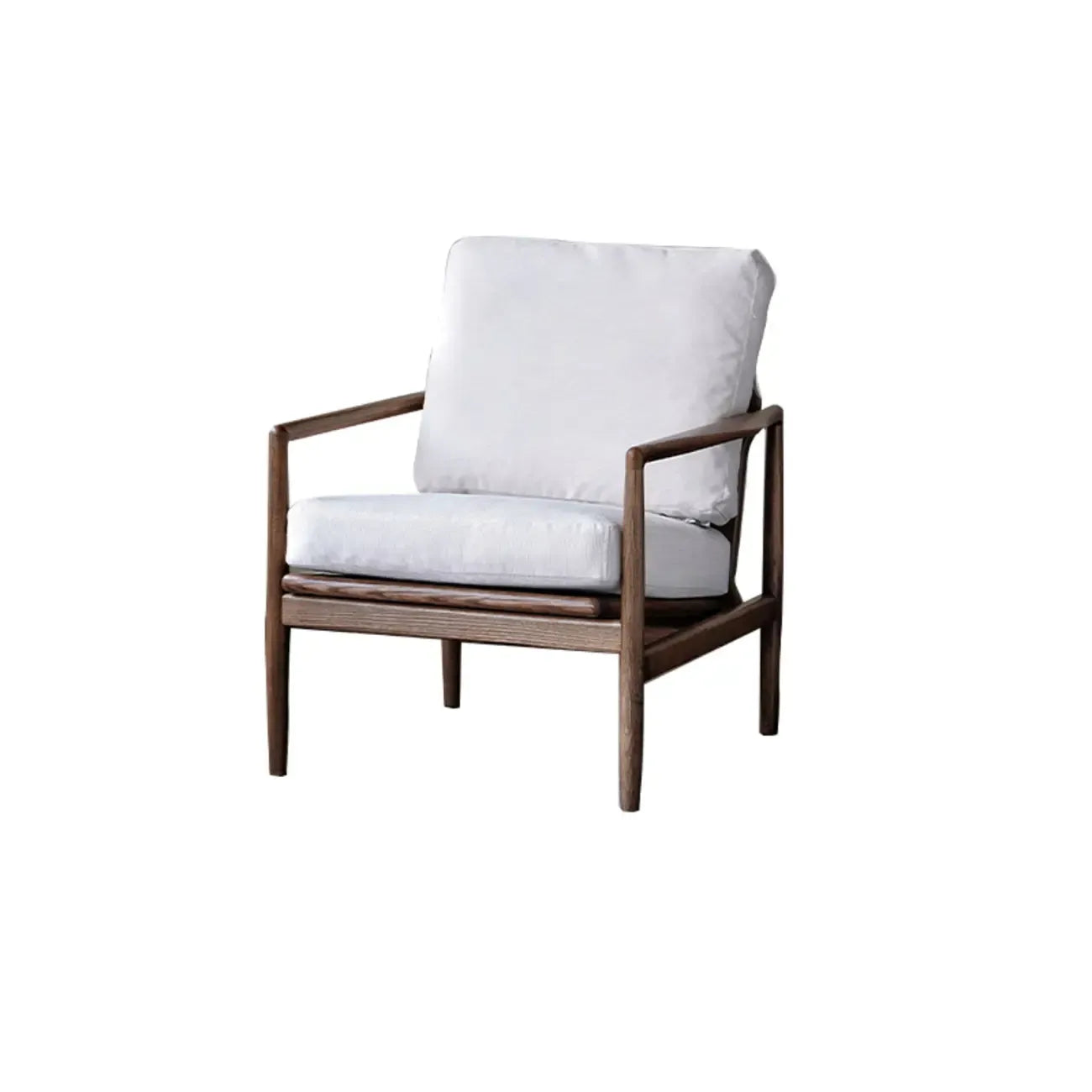 Leather Armchair with Wooden Armrest for Living Room