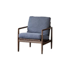 Leather Armchair with Wooden Armrest for Living Room