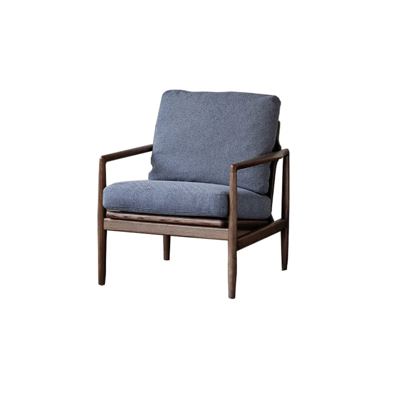 Leather Armchair with Wooden Armrest for Living Room