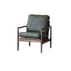 Leather Armchair with Wooden Armrest for Living Room