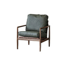 Leather Armchair with Wooden Armrest for Living Room