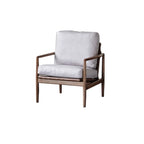 Leather Armchair with Wooden Armrest for Living Room