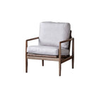 Leather Armchair with Wooden Armrest for Living Room