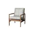 Leather Armchair with Wooden Armrest for Living Room