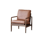 Leather Armchair with Wooden Armrest for Living Room
