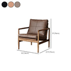Leather Armchair with Wooden Armrest for Living Room