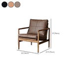 Leather Armchair with Wooden Armrest for Living Room