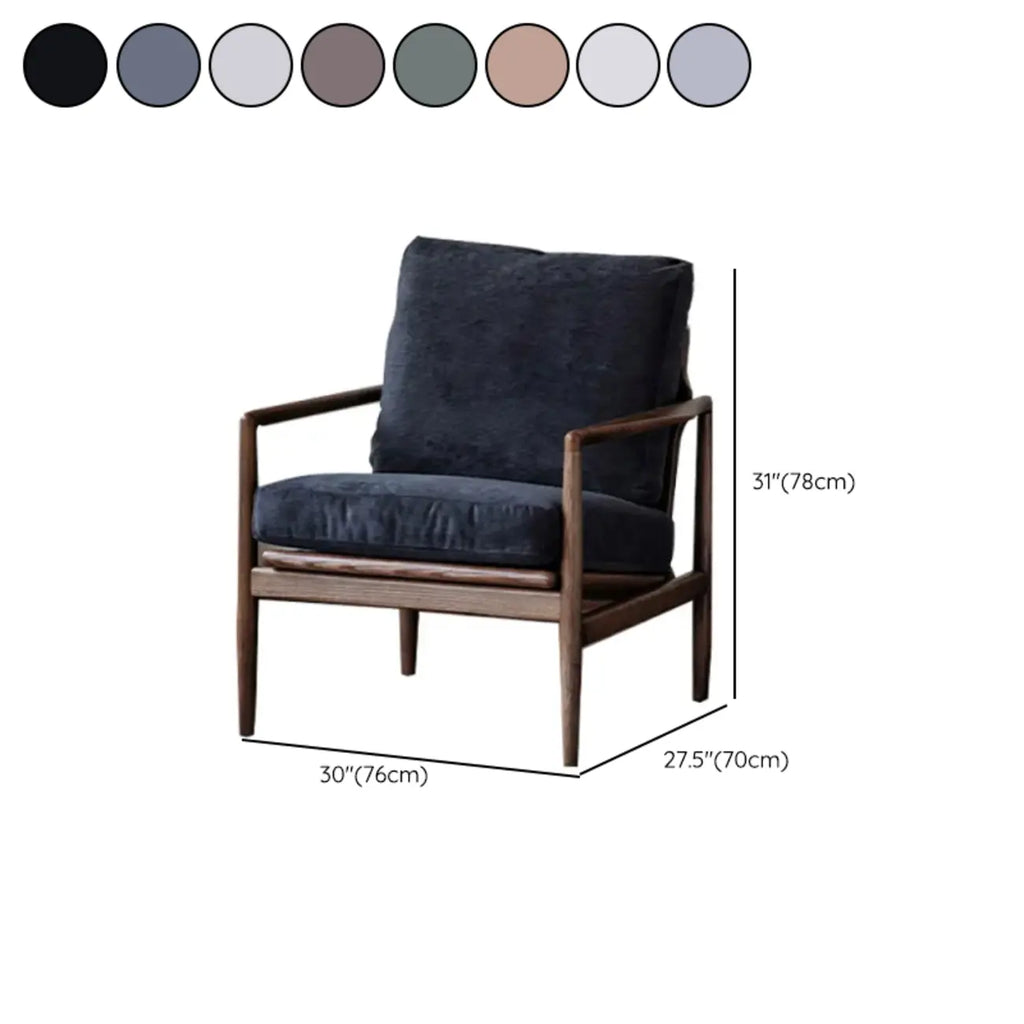 Leather Armchair with Wooden Armrest for Living Room