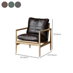 Leather Armchair with Wooden Armrest for Living Room