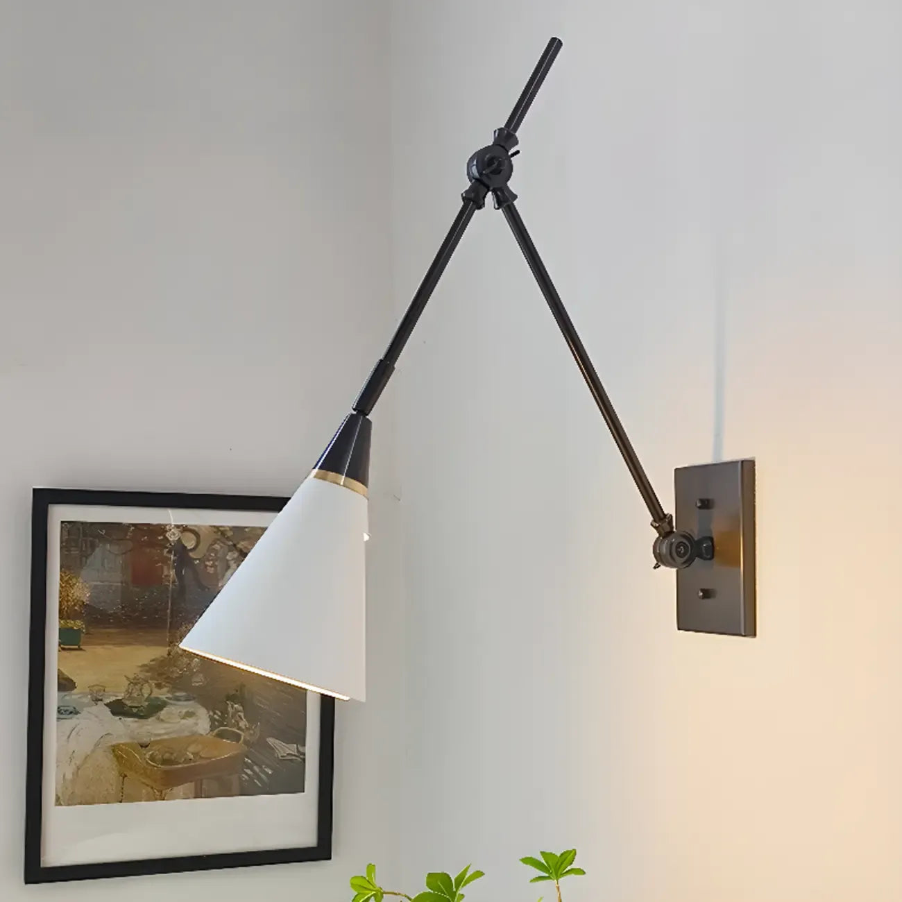 26'' Adjustable Swing Arm Wall Light Fixture for Bedside Reading
