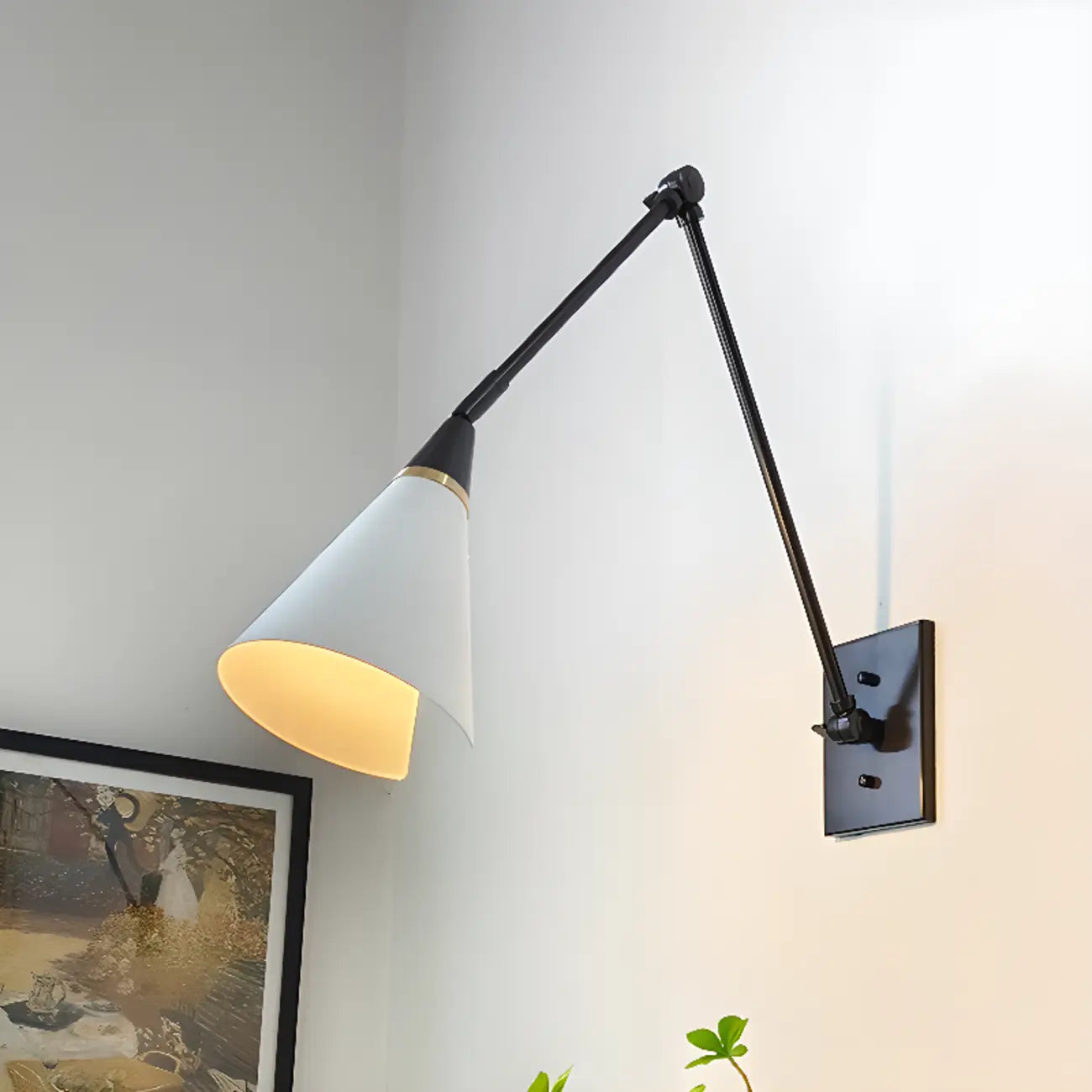 26'' Adjustable Swing Arm Wall Light Fixture for Bedside Reading