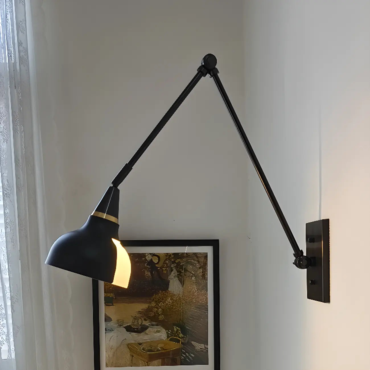 26'' Adjustable Swing Arm Wall Light Fixture for Bedside Reading