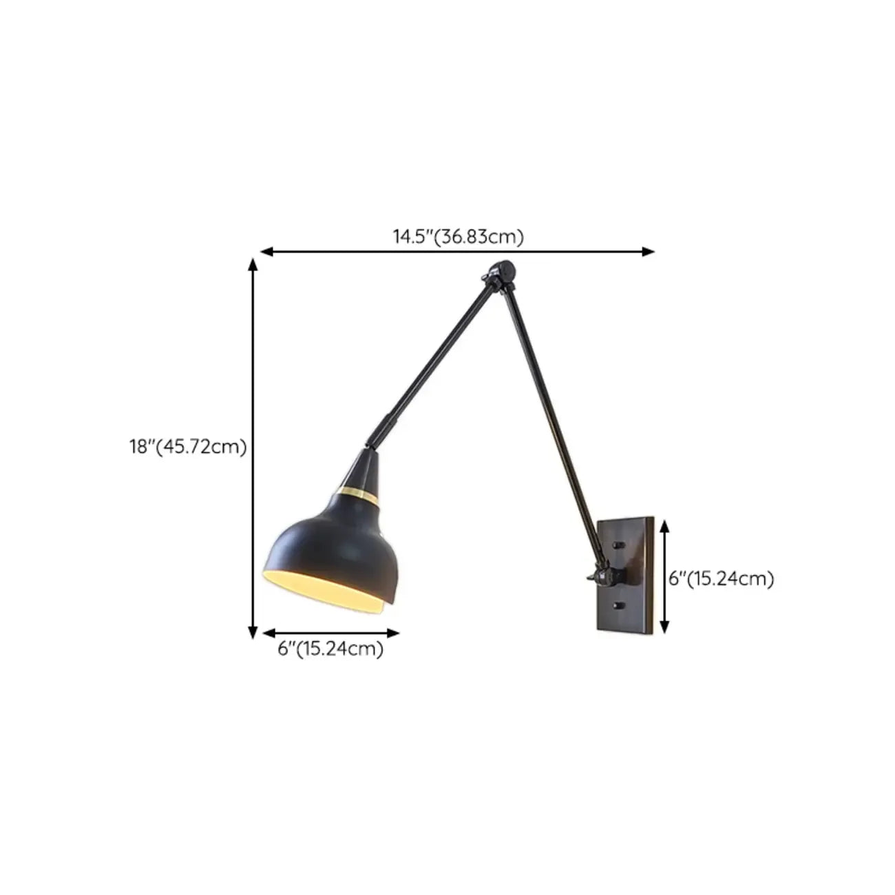 26'' Adjustable Swing Arm Wall Light Fixture for Bedside Reading