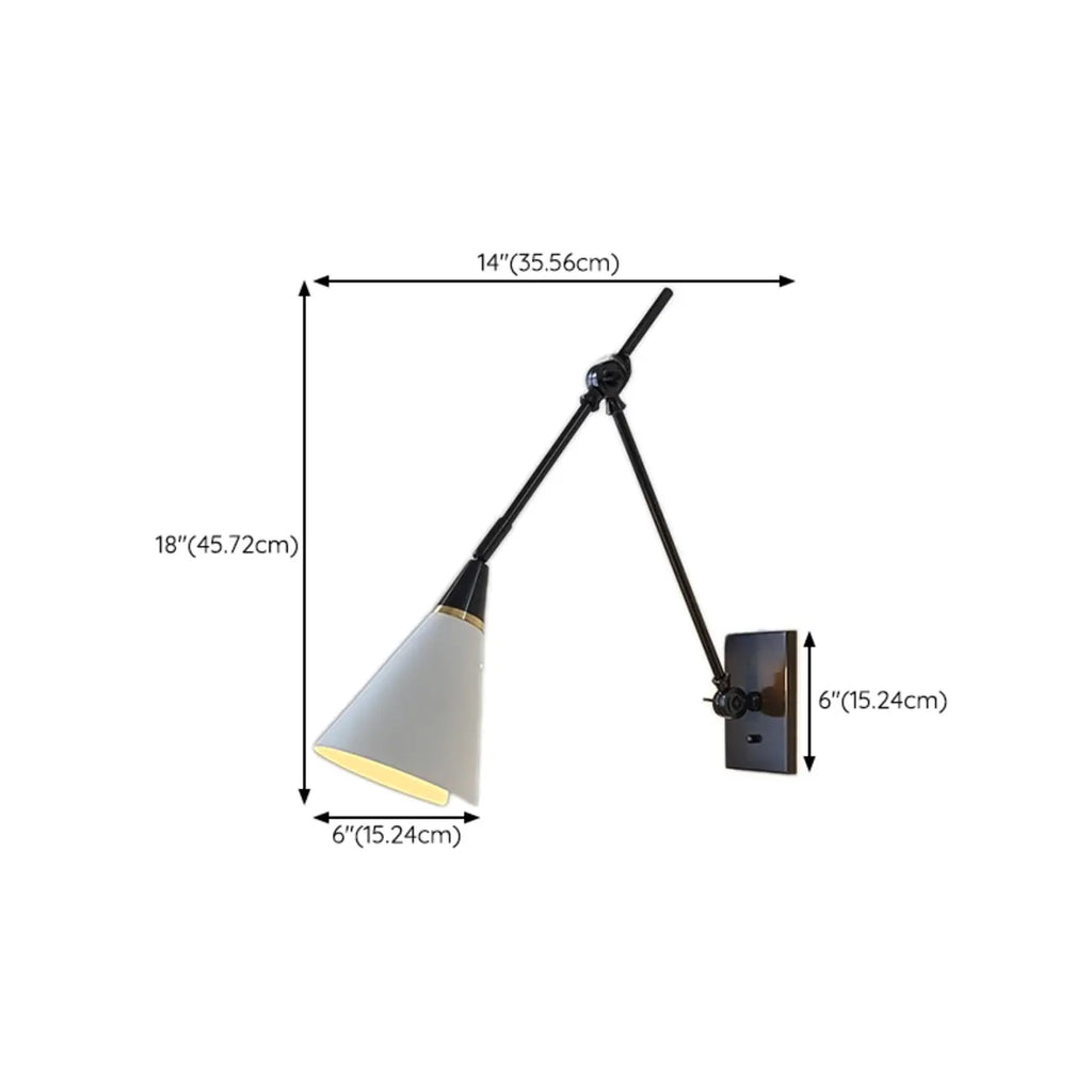 26'' Adjustable Swing Arm Wall Light Fixture for Bedside Reading