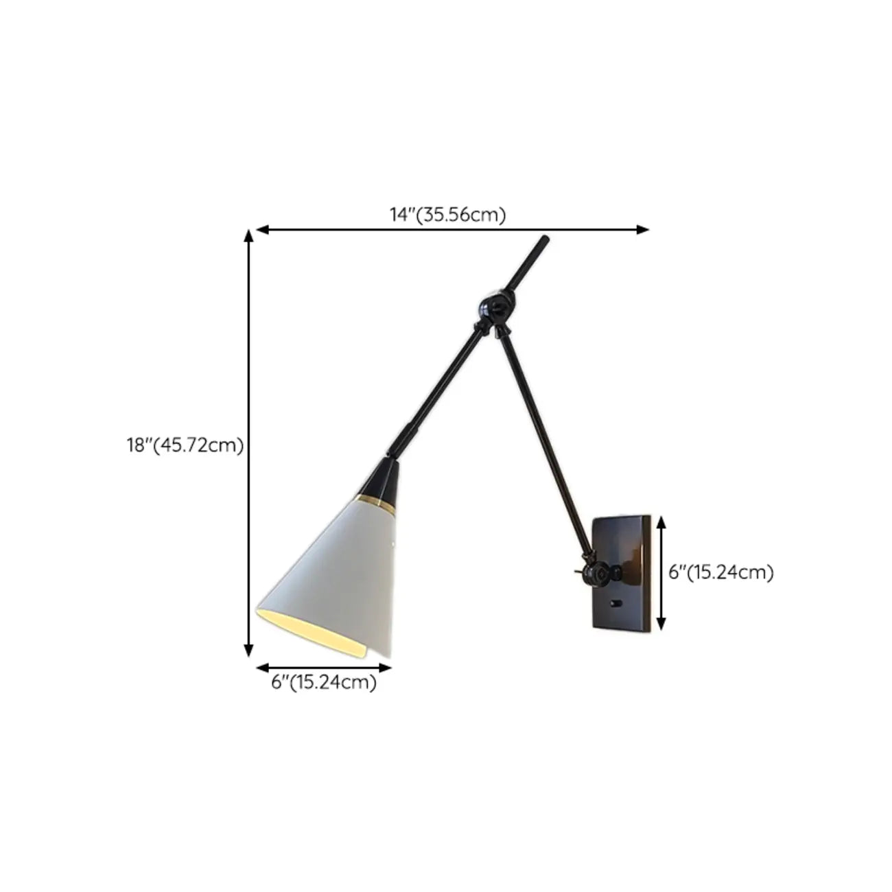 26'' Adjustable Swing Arm Wall Light Fixture for Bedside Reading