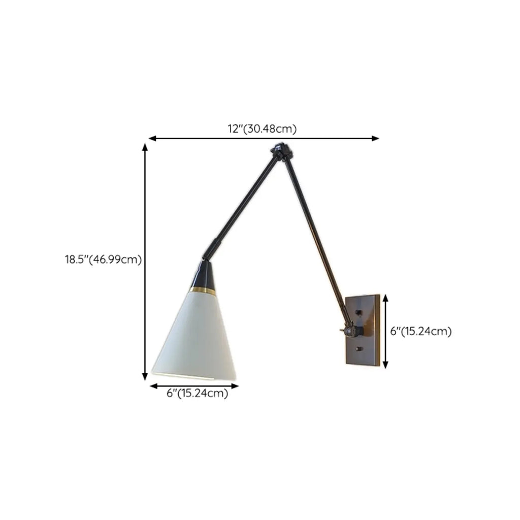 26'' Adjustable Swing Arm Wall Light Fixture for Bedside Reading