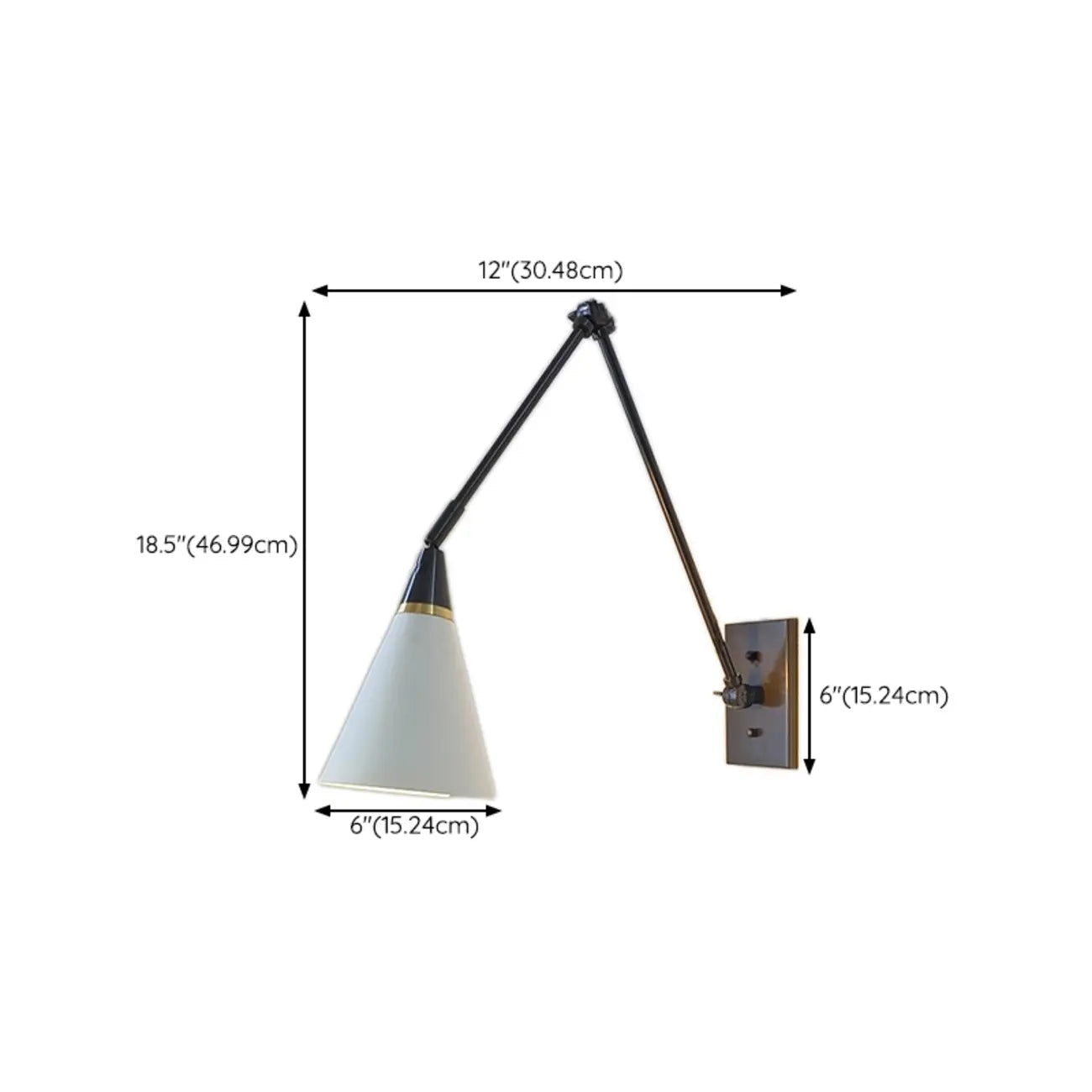 26'' Adjustable Swing Arm Wall Light Fixture for Bedside Reading
