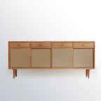 Nordic Minimalist Rattan Cabinet with Free-Standing Design