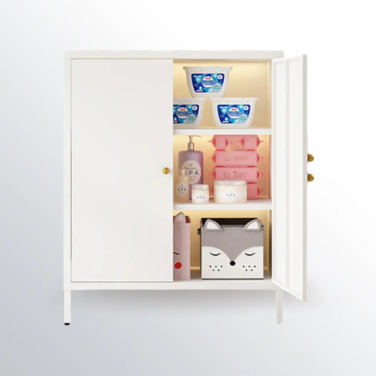 3/4 Shelves Wooden Storage Cabinet with Standard Length