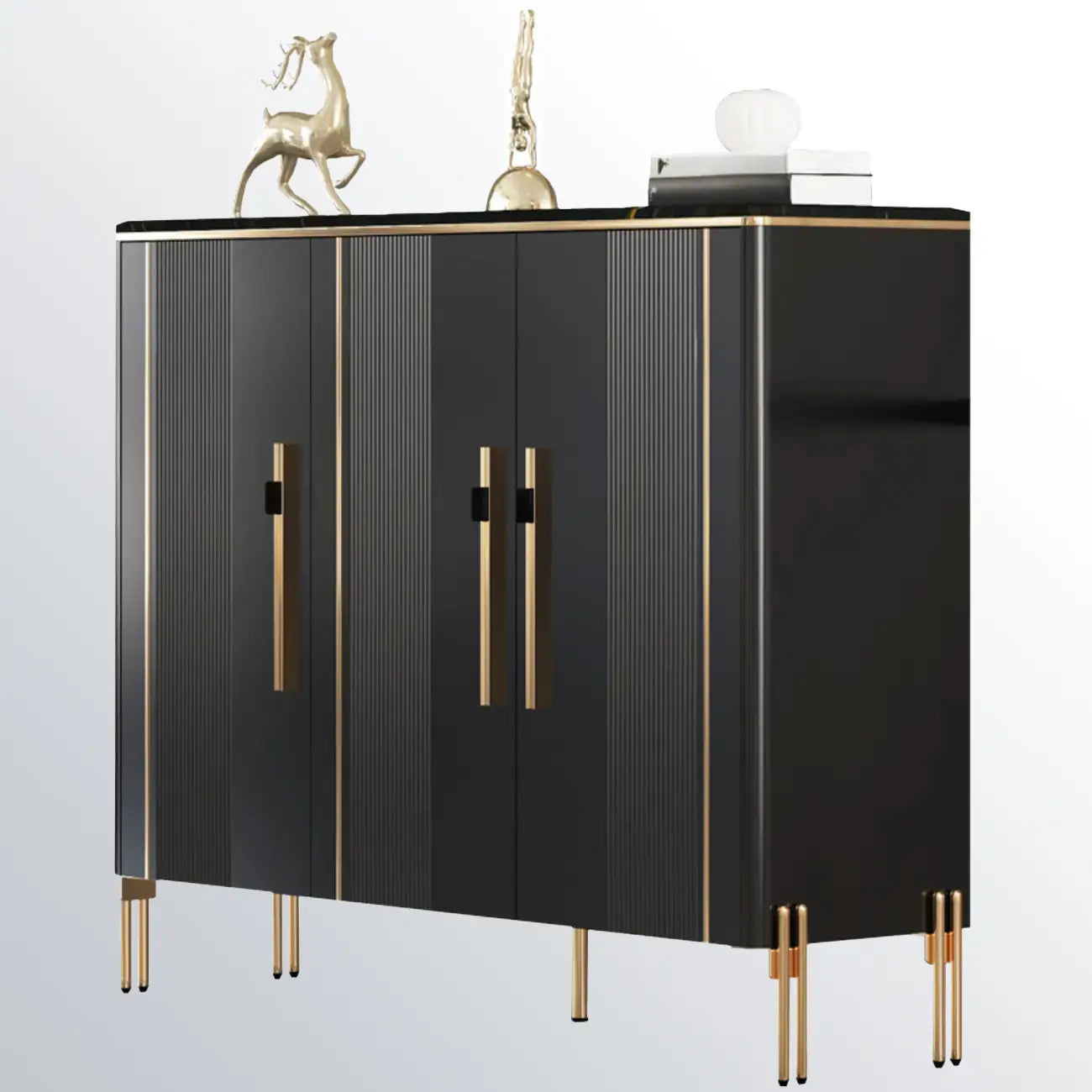 Glam Dark Gray Wooden Cabinet with Free Standing Design