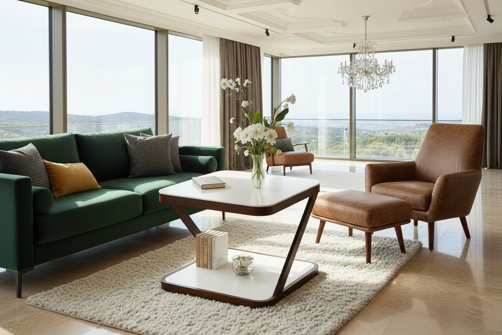 2-Tier Black Glass End Table with Storage for Living Room