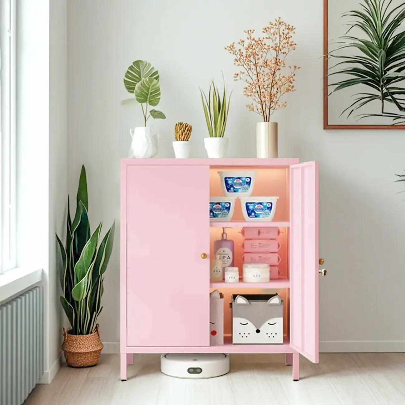 3/4 Shelves Wooden Storage Cabinet with Standard Length