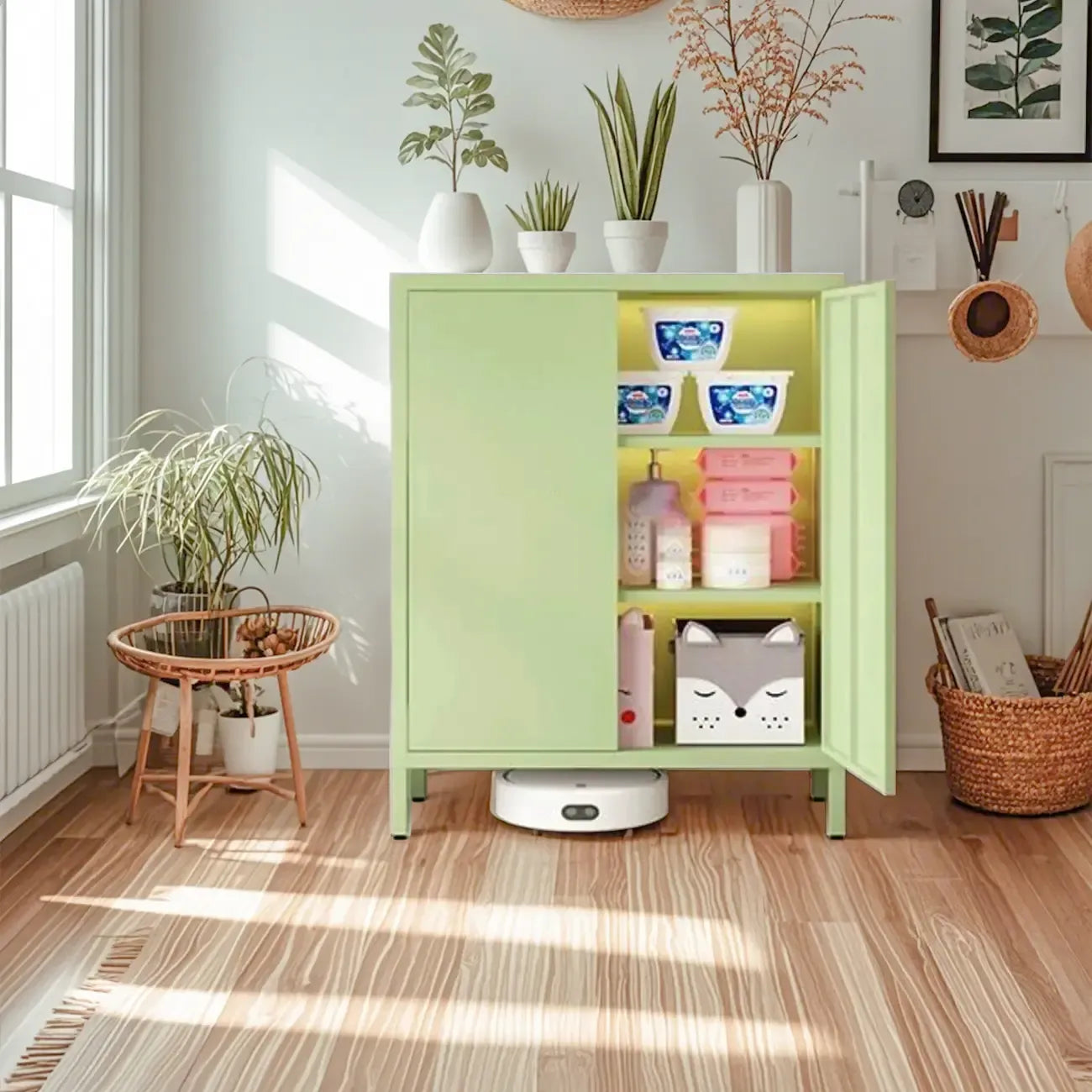 3/4 Shelves Wooden Storage Cabinet with Standard Length