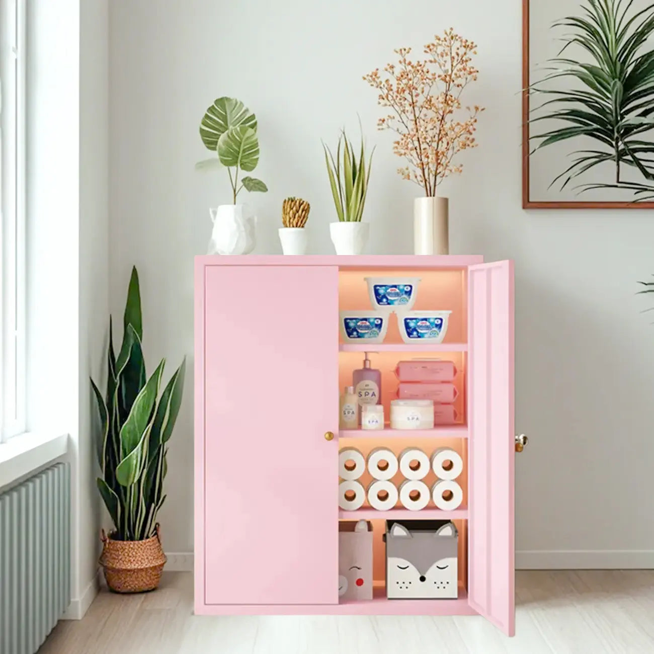 3/4 Shelves Wooden Storage Cabinet with Standard Length