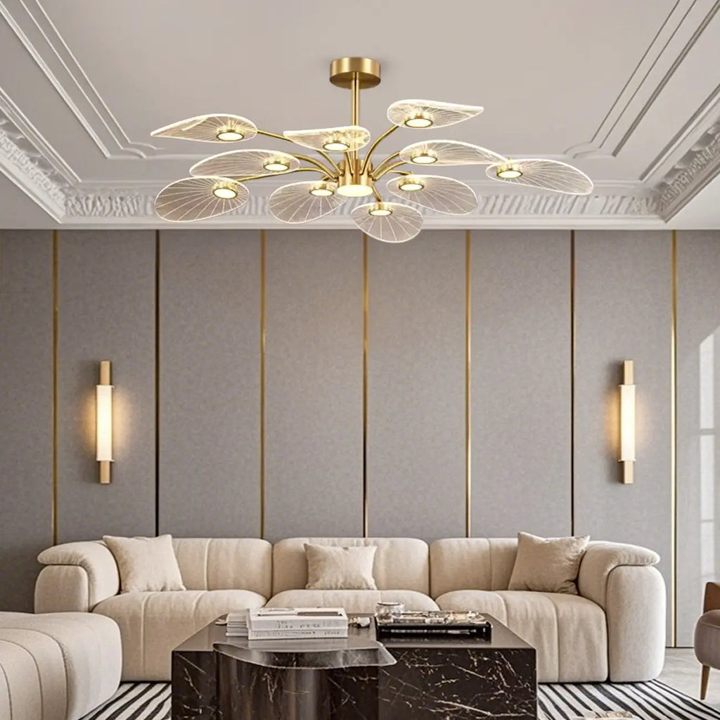 Luxury Leaf-Shaped Semi Flush LED Ceiling Light for Bedroom