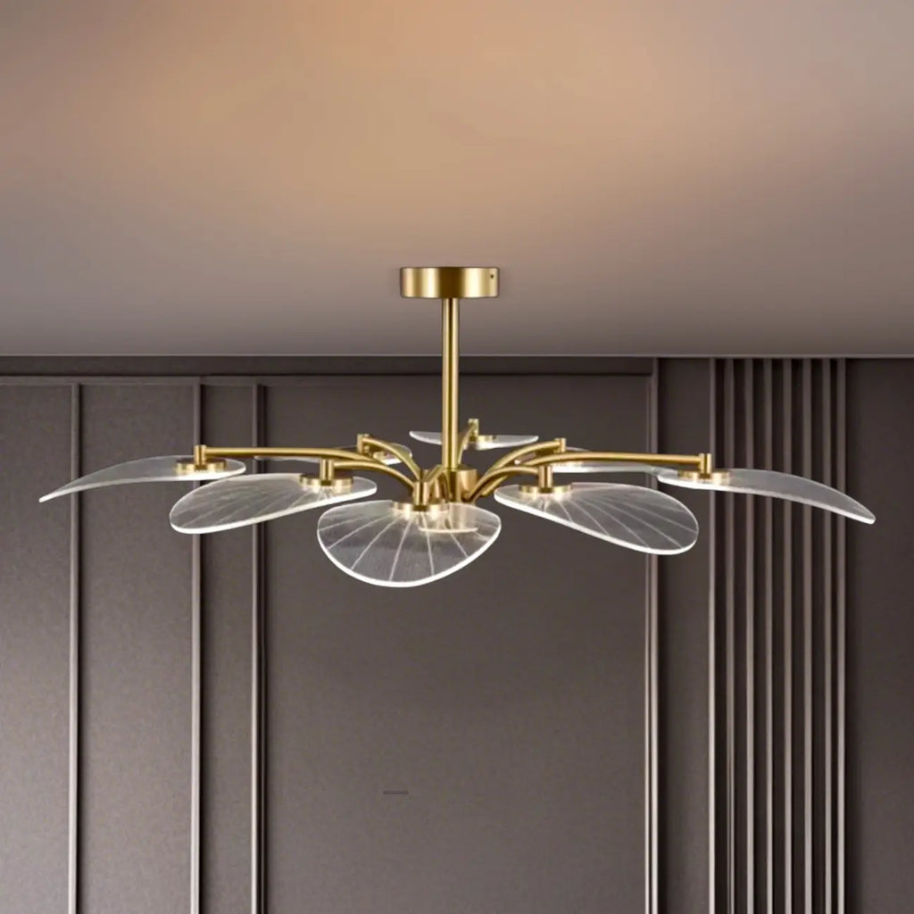 Luxury Leaf-Shaped Semi Flush LED Ceiling Light for Bedroom