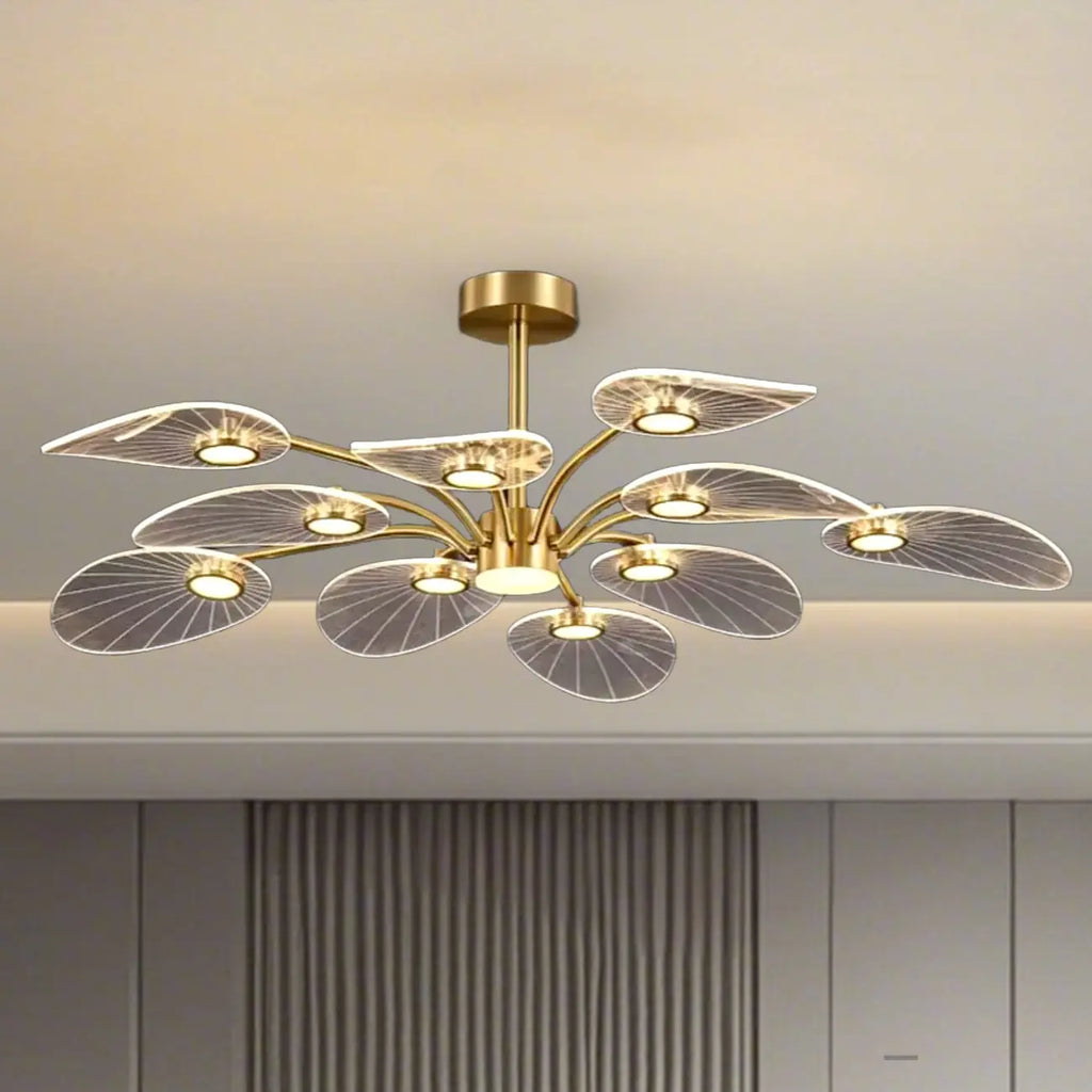 Luxury Leaf-Shaped Semi Flush LED Ceiling Light for Bedroom