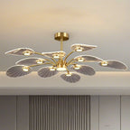 Luxury Leaf-Shaped Semi Flush LED Ceiling Light for Bedroom