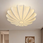 Floral Semi Flush Ceiling Light with Silk Shade for Living Room