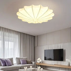 Floral Semi Flush Ceiling Light with Silk Shade for Living Room