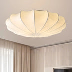 Floral Semi Flush Ceiling Light with Silk Shade for Living Room