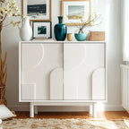 Minimalist wooden White Accent Cabinet with Straight Legs